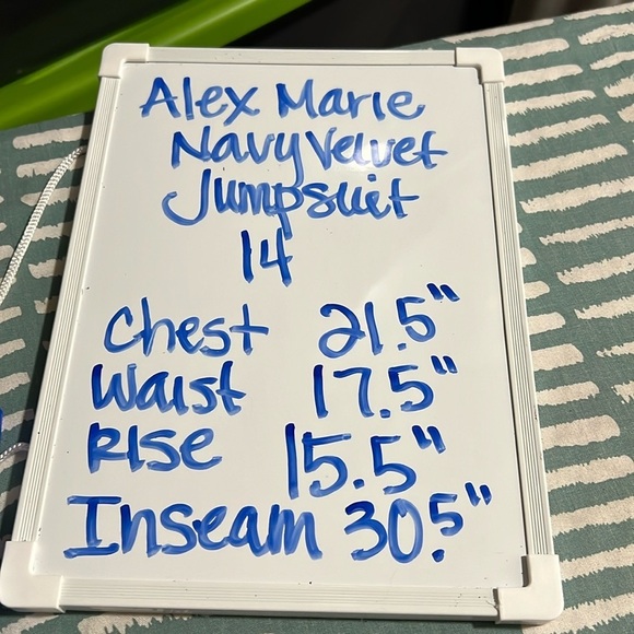 Alex Marie Beth Navy Velvet Jumpsuit Size 14 Faux Wrap Cap Sleeve - Picture 8 of 11